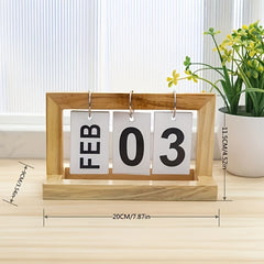 Creative Wooden Page Turning Calendar Home Desktop Ornament