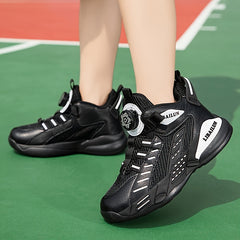 Boy's Basketball Shoes With Rotating Buckle Non Slip Sneakers