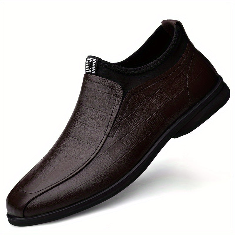 Men's Leather Plaid Loafer Shoes Wear resistant Non Slip Casual Shoes