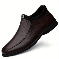 Men's Leather Plaid Loafer Shoes Wear resistant Non Slip Casual Shoes