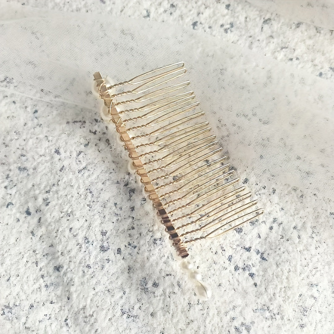 Handcrafted Faux Pearls Bridal Hair Comb in Zinc Alloy