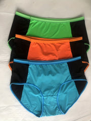 3 Pack Plus Size Panties Set Colorblock High Waisted Briefs