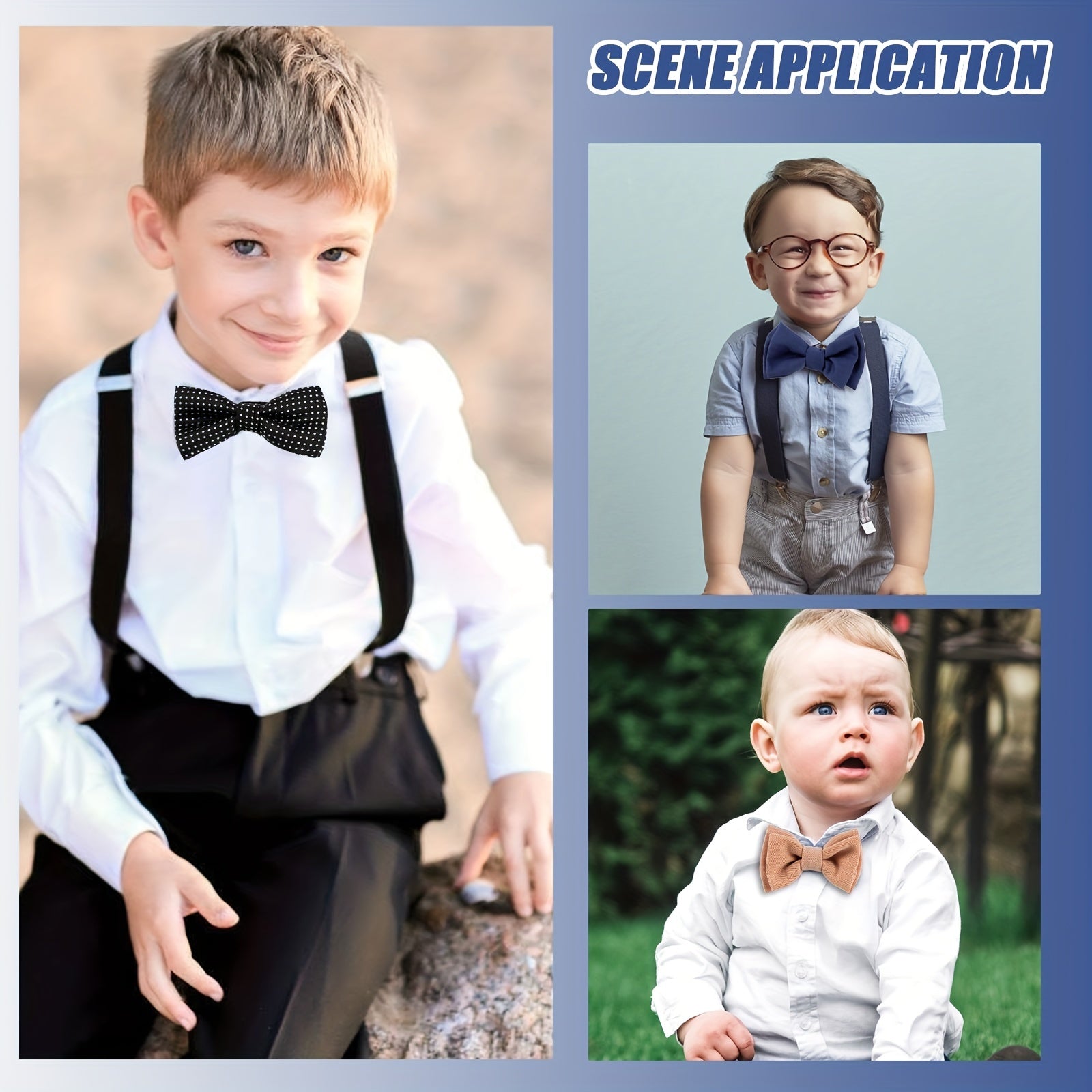10pcs Boys Ties Elegance Adjustable Toddler Ties Pin Bow Ties For Kids