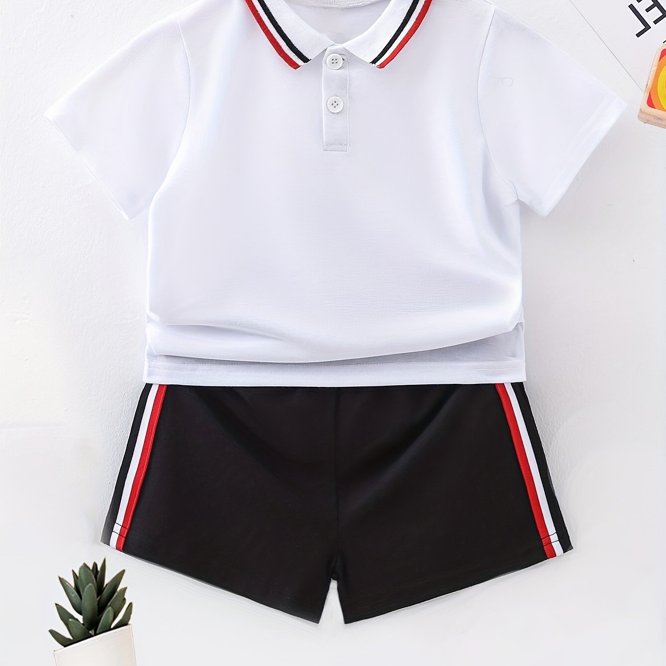 Boys Polo Shirt & Shorts Set Preppy Style Summer Clothes