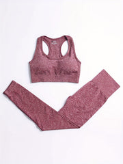U Neck Sports Bra & High Waist Leggings Set - Fitness Workout Gym Activewear