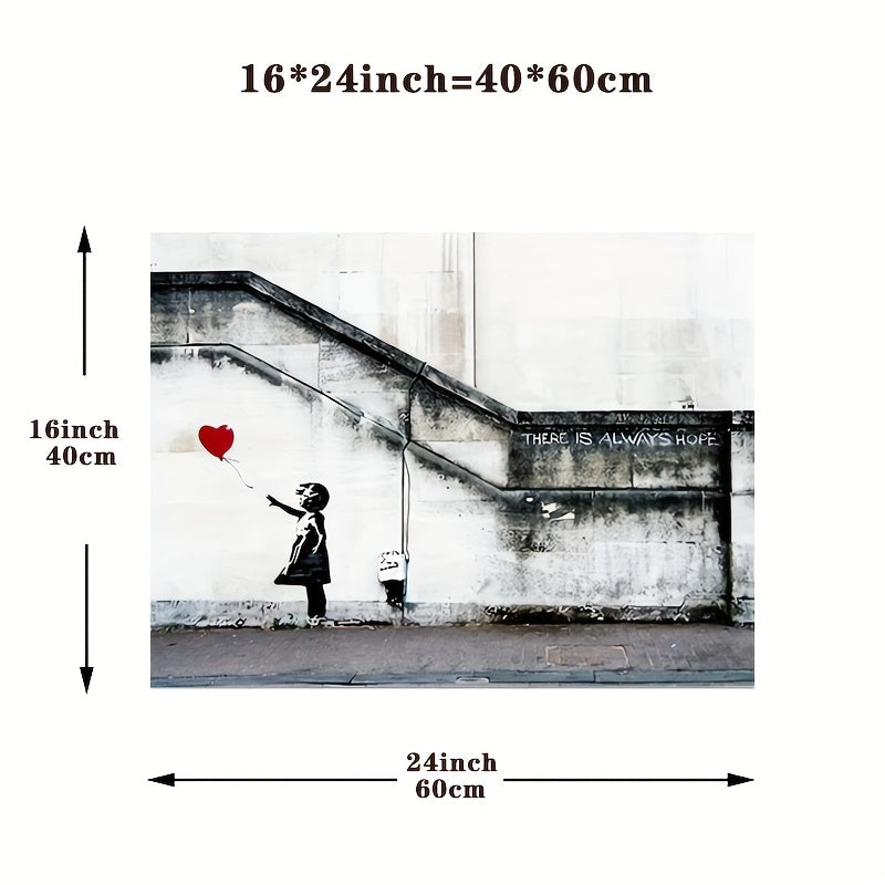 Graffiti Girl Canvas Wall Art Red Balloon Love Pictures