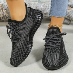 Women's Knitted Sports Shoes Lace Up Low Top Running Shoes