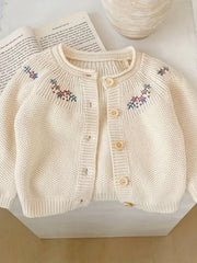 Infant Girl's Embroidered Knitted Cardigan Coat