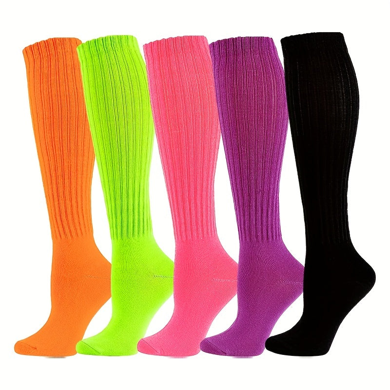 Solid Calf Socks Warm Knee High Women's Stockings