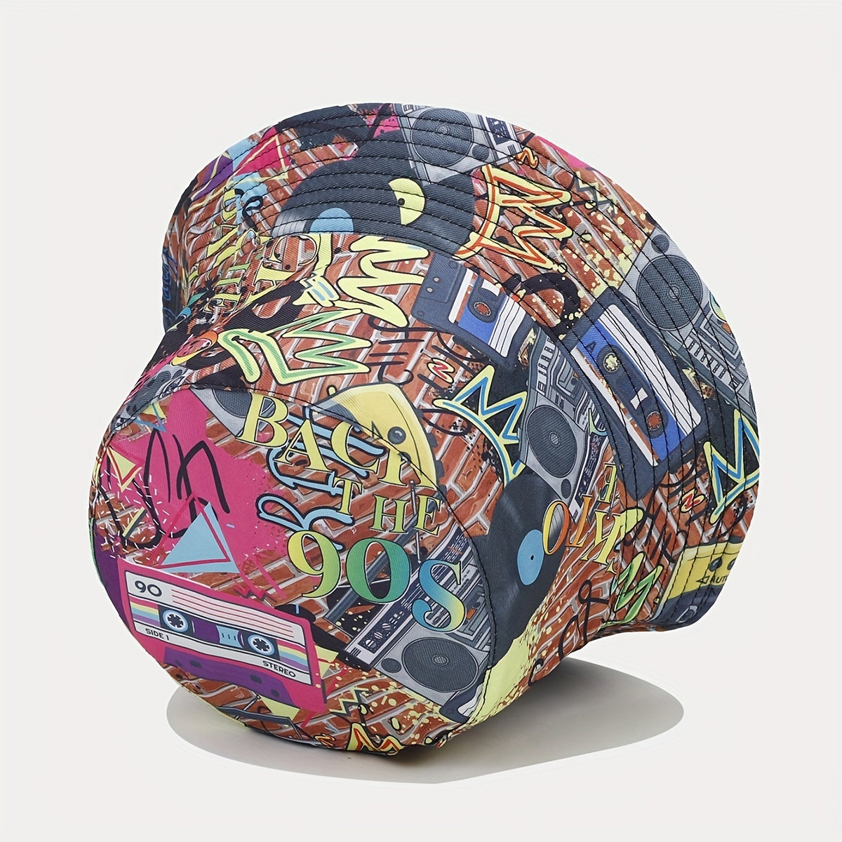 Retro Full Print Double Sided Fisherman Hat Outdoor Sun Protection Hat