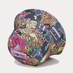 Retro Full Print Double Sided Fisherman Hat Outdoor Sun Protection Hat