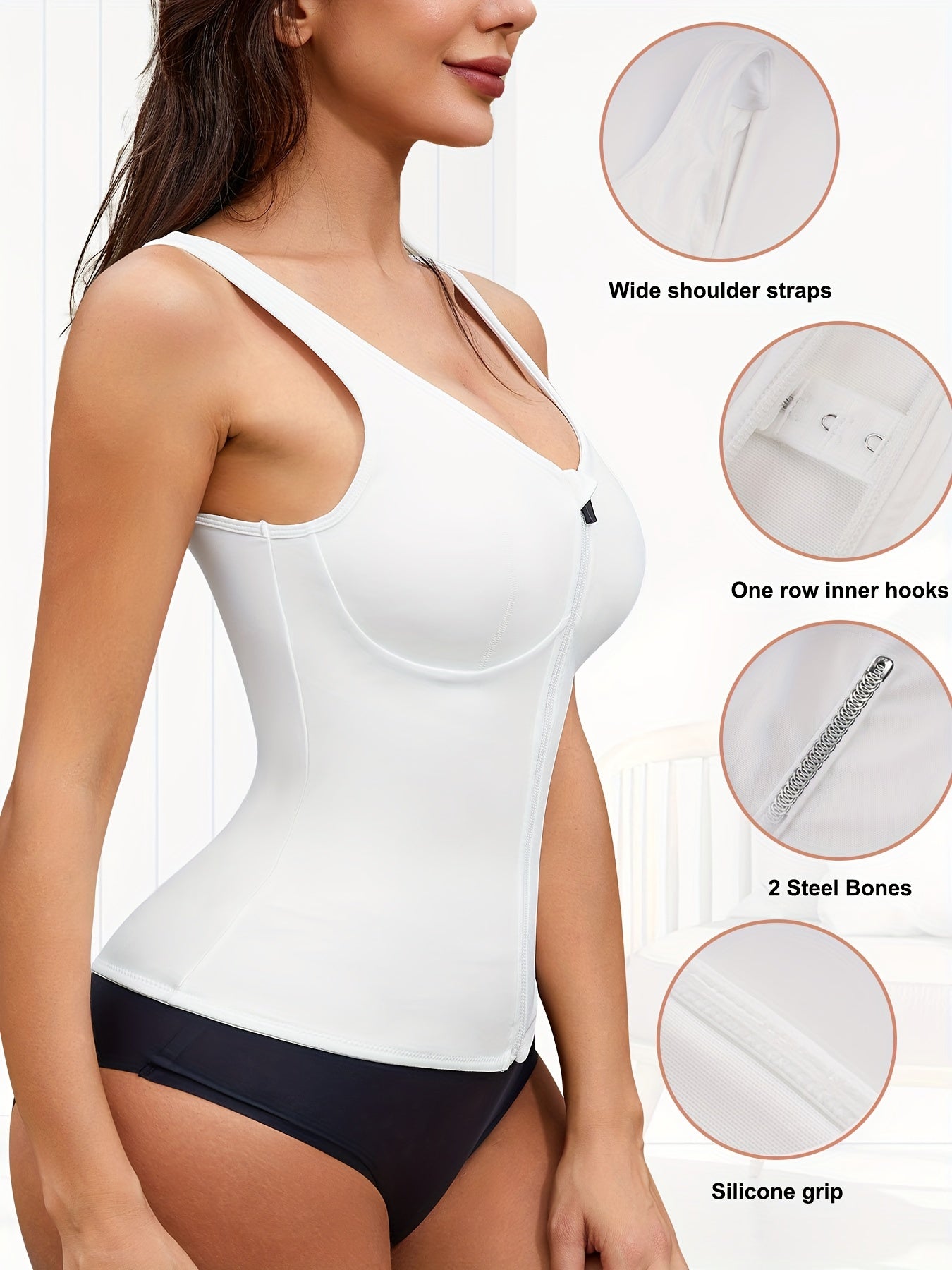 Zipper Shaping Tank Top Waist Trainer Tummy Control Slimmer