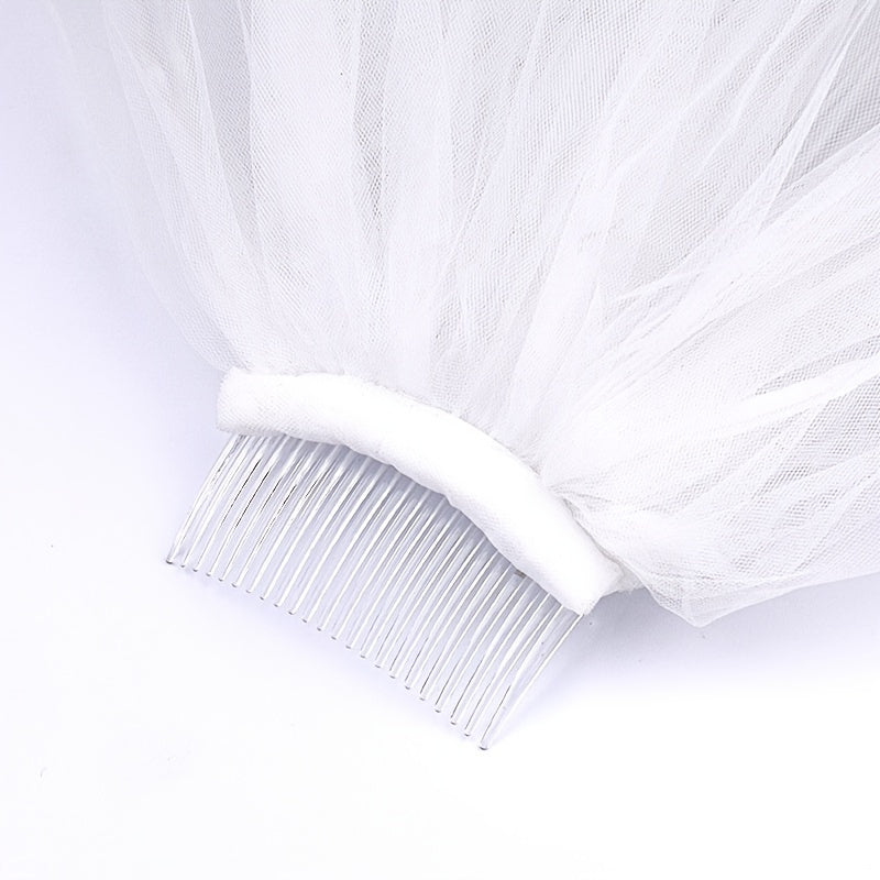 Baroque Wedding Veil with Comb Beaded Bridal Accessory