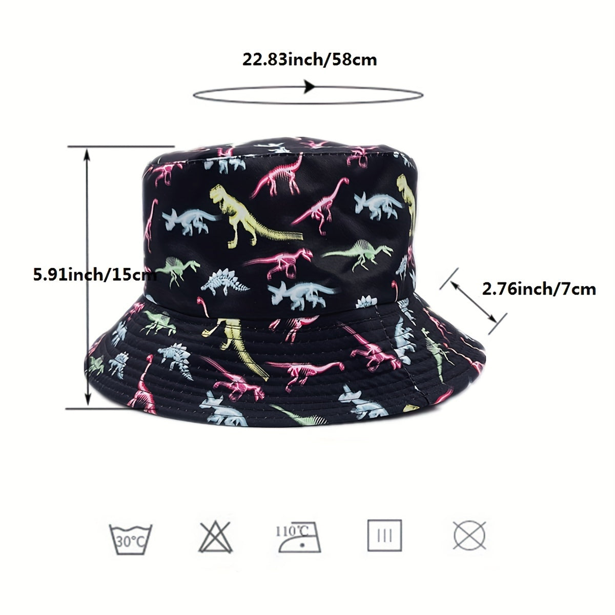 Dinosaur Print Reversible Cotton Bucket Hat