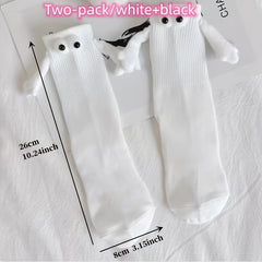 2 Pairs Women's Hand In Hand & Funny Mid Tube Socks