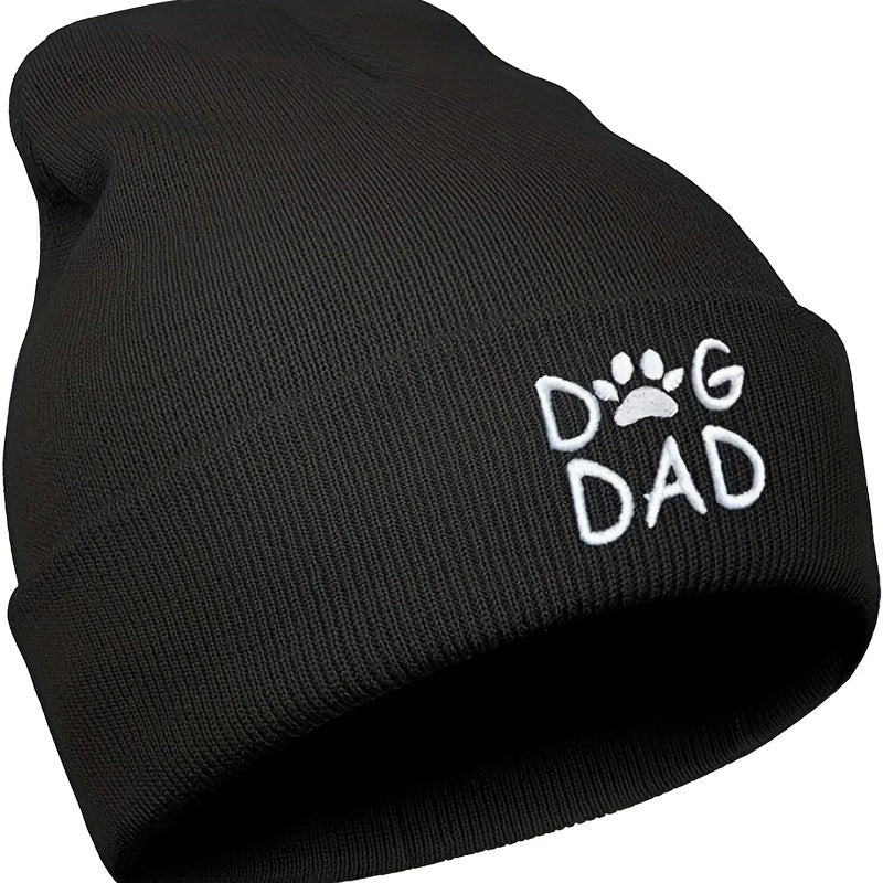 DOG DAD Embroidered Knit Woolen Hat Coldproof