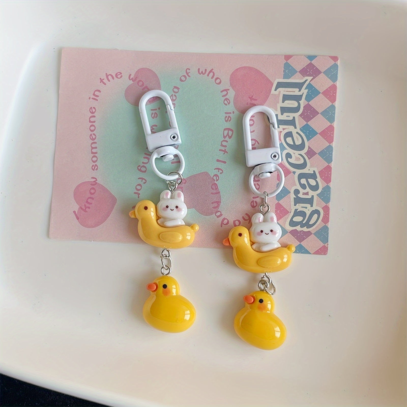 Duck Boat Rabbit Keychain Backpack Bag Purse Hanging Pendant Keyring