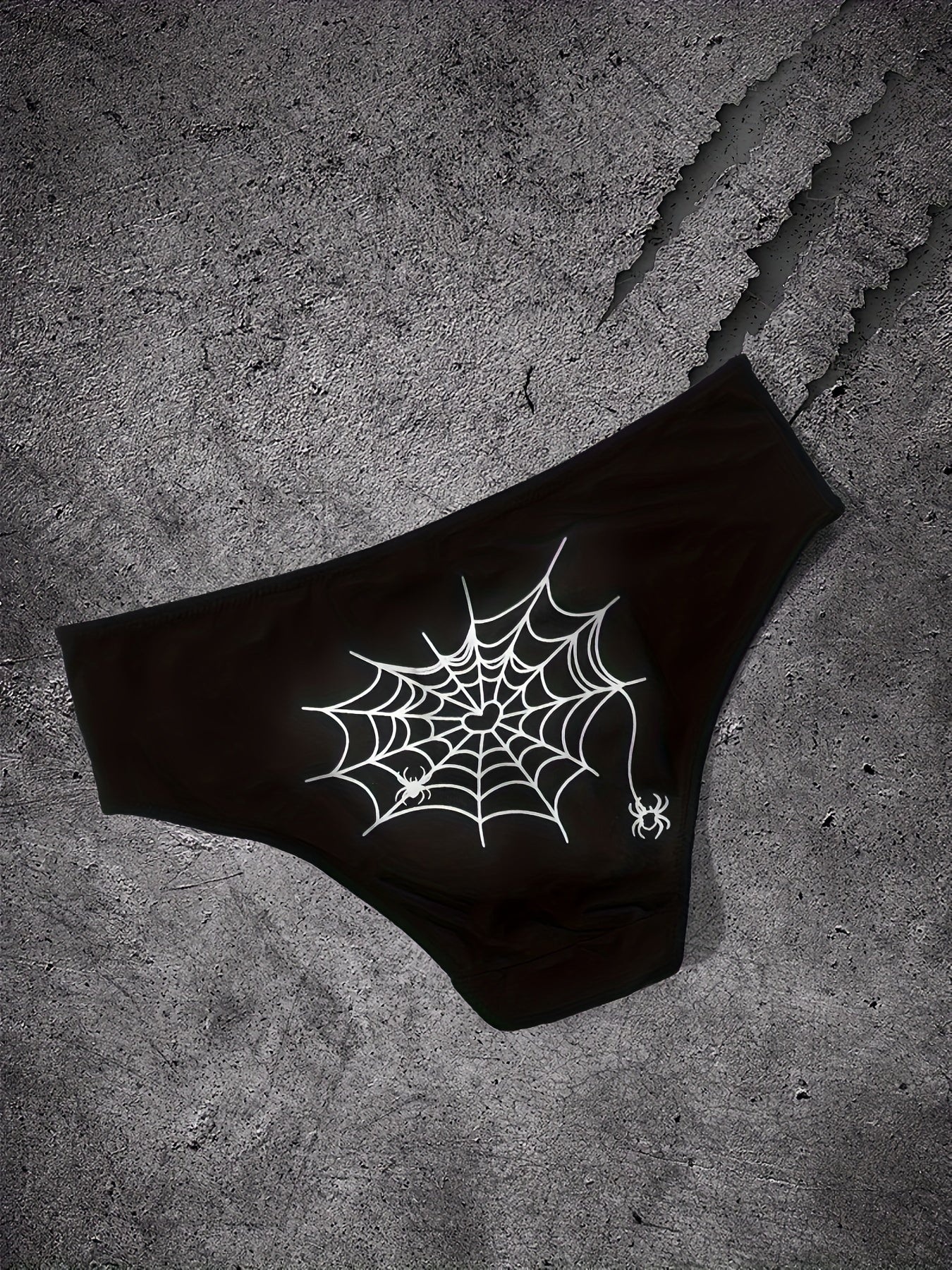 3pcs Skull & Spider Web Print Briefs Halloween Panties Women's Lingerie