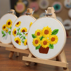 Embroidery Starter Kit for Adults - Sunflower Pattern, Hoop, Threads