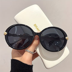 Gradient Frame Sunglasses Leaf Metal Temple UV400