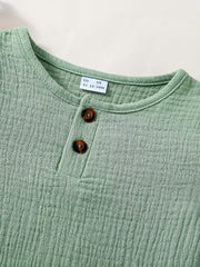 2pcs Infant Baby Button Short Sleeve Tees & Shorts