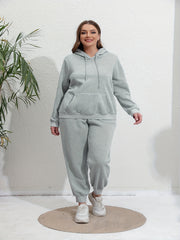 Solid Hooded Sweatshirt & Jogger Sweatpants Set