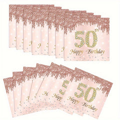 20pcs Rose Golden Cheers To 40 50 60 70 Years Wedding Anniversary Napkins