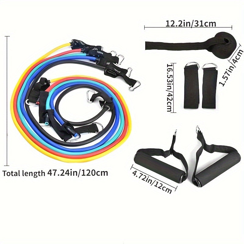 11pcs Resistance Bands Set Pilates with Door Anchor Handles Carry