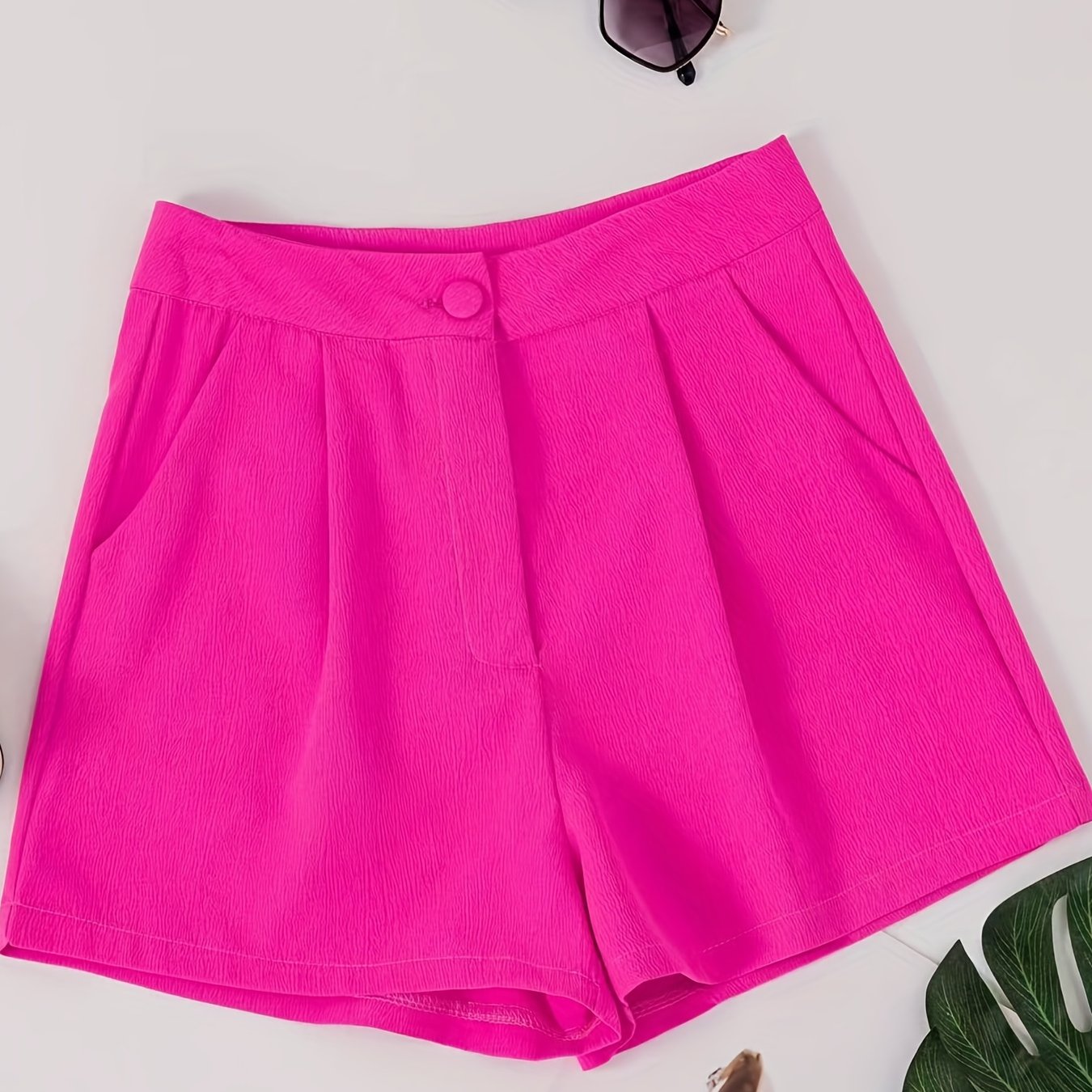 High Waist Ruched Shorts with Pockets