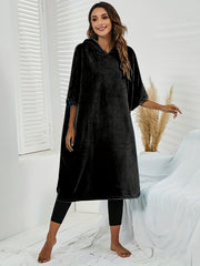 Plus Size Coral Fleece Hooded Dress Comfort Wearable Blanket
