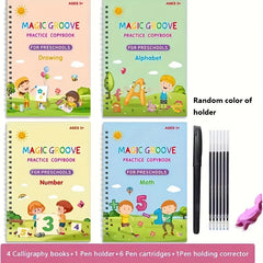 Children's Educational Set: 4 Books, 1 Pen, 6 Refills, Holder