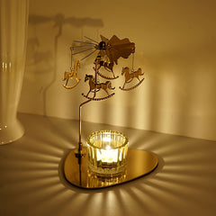 Christmas Revolving Lantern Snowflakes Deer Dream Catcher Candle Holder
