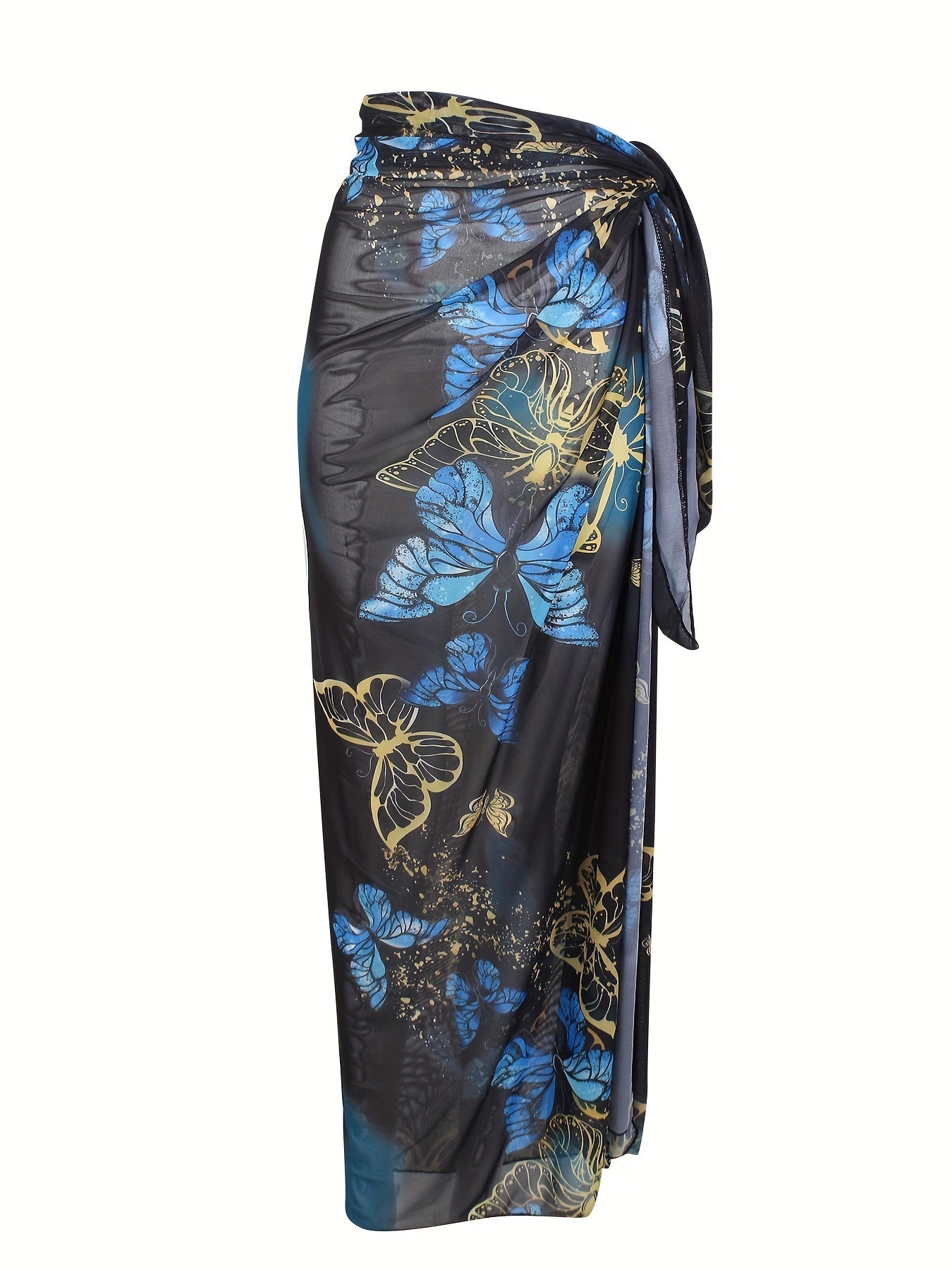 Mesh Sarong Cover Up Tie Side Maxi Skirt