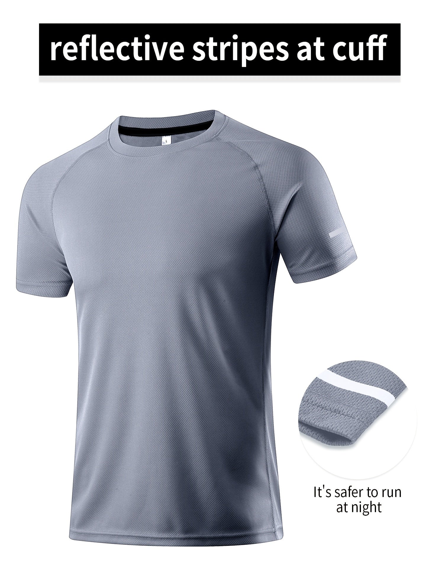 Men's Quick Dry Mesh Sport T Shirt for Night Running
