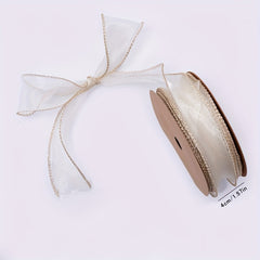 1m Transparent Organza Chiffon Ribbons with Golden Edges