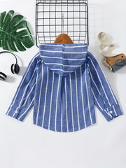 Boys Striped Hooded Shirt Summer Kids Clothes