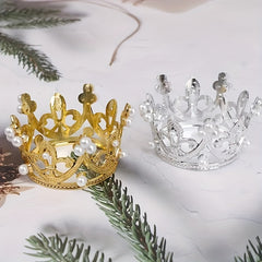 5pcs Crown Cake Decoration Ornament Party Queen Crown Wedding Pearl Crown