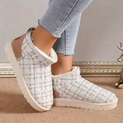 Winter Fleece Lined Slip On Snow Boots Outdoor Anti Slip Warm Ankle Boots