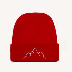 Mountain Embroidery Knit Hat Beanie for Men and Women