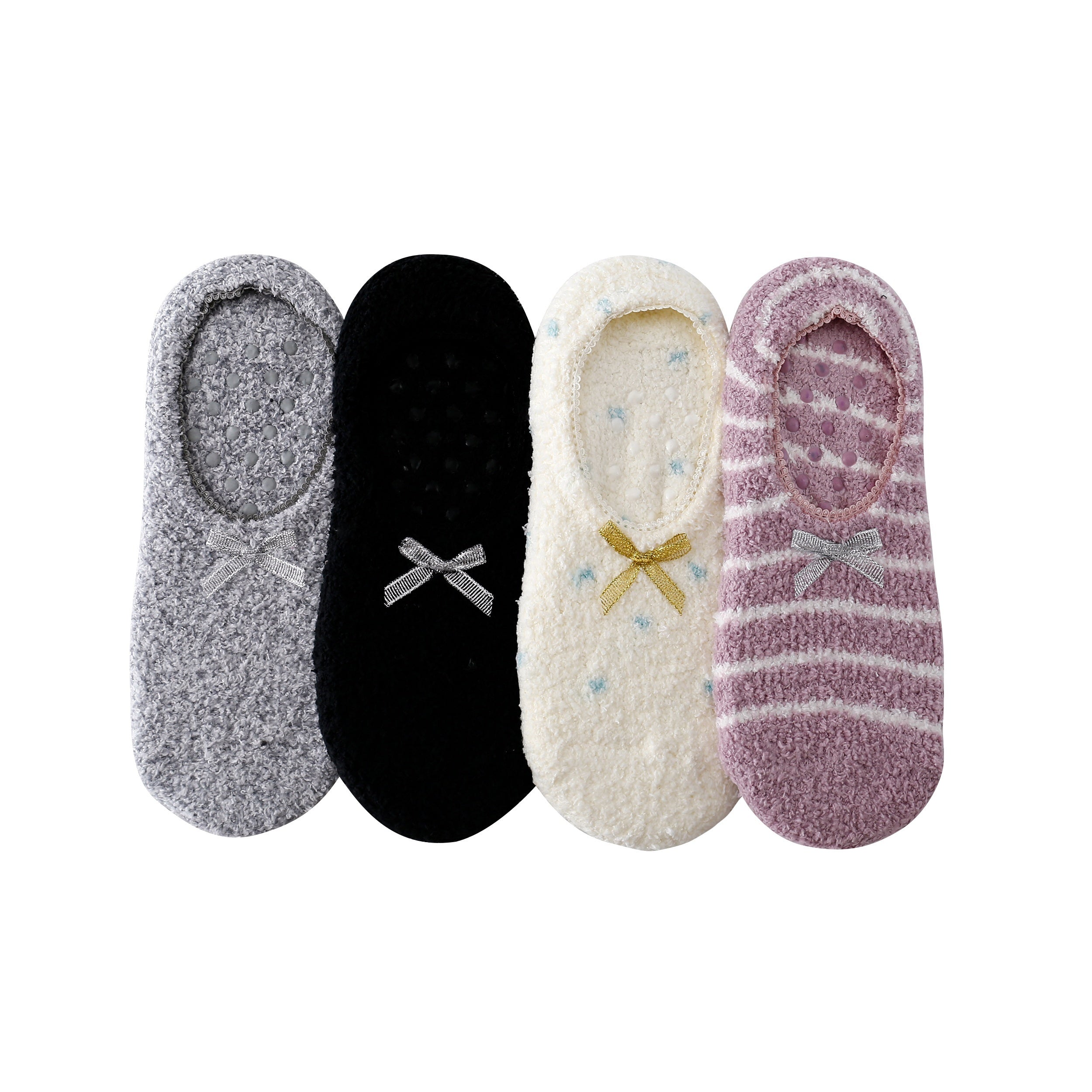 4 Pairs Fuzzy Short Socks Variety, Comfortable Anti Slip Ankle Socks Women's Sto