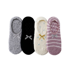 4 Pairs Fuzzy Short Socks Variety, Comfortable Anti Slip Ankle Socks Women's Sto
