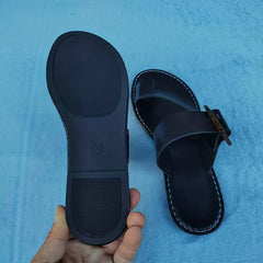 Women's Flat Slide Shoes Toe Loop Buckle Strap Slip On Shoes
