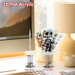 Acrylic Skull & Rose Car Bobblehead Ornament