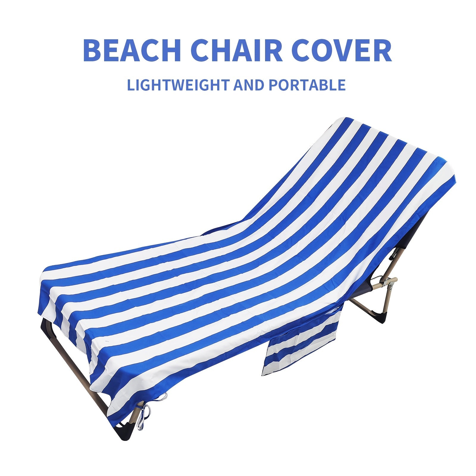 Turbo Beach Chair Cover with Side Pockets Quick Dry Chaise Lounge Towel Cover