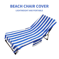 Turbo Beach Chair Cover with Side Pockets Quick Dry Chaise Lounge Towel Cover