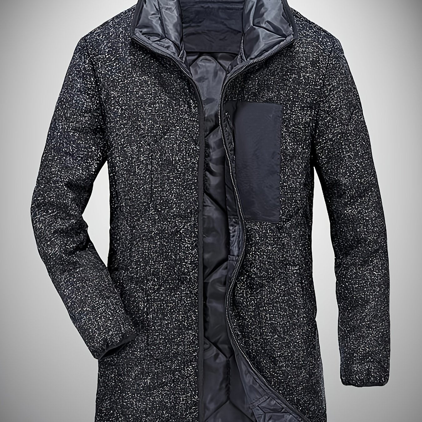Men's Thickened Trench Coat Zip Up Overcoat for Fall Winter