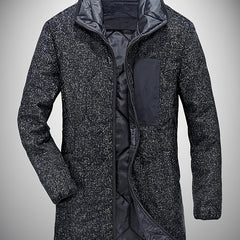 Men's Thickened Trench Coat Zip Up Overcoat for Fall Winter
