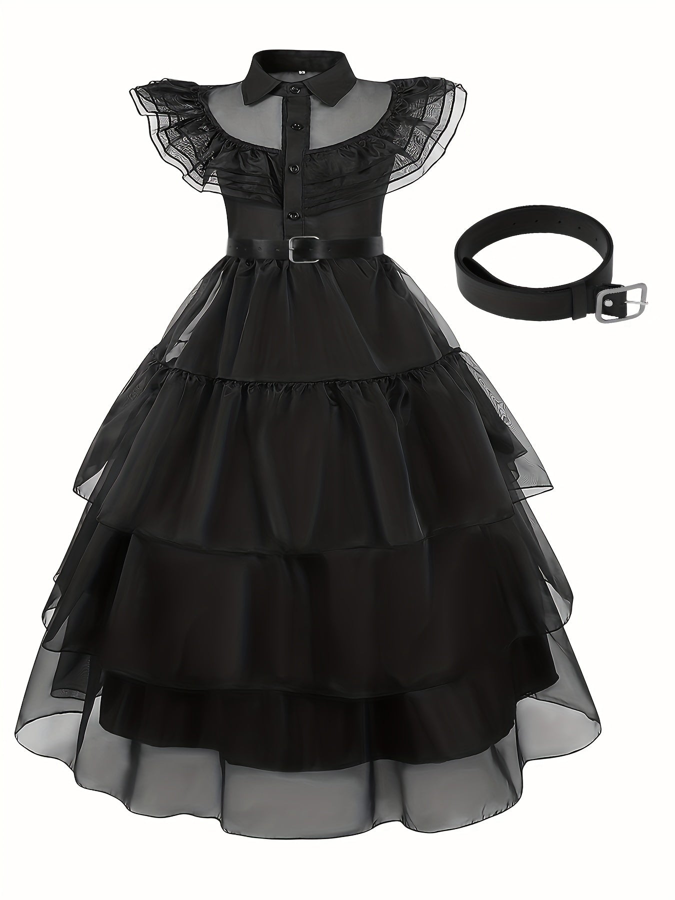 Girls Cosplay Costume Party Dress Sleeveless V neck Dress With Belt