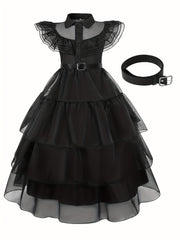 Girls Cosplay Costume Party Dress Sleeveless V neck Dress With Belt