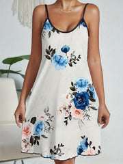 Floral Print Nightdress Crew Neck Sleep Dress